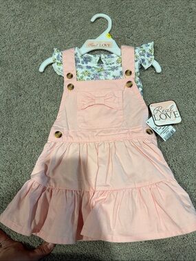 Real Love Girls' Pink Bow Pinafore Dress